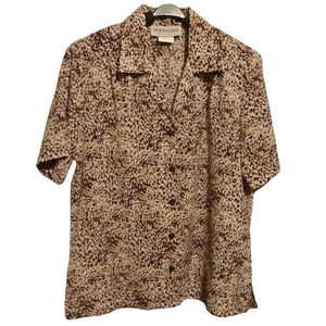 DONN KENNY PETITE Vintage Blouse in Brown Brushwork Size PS